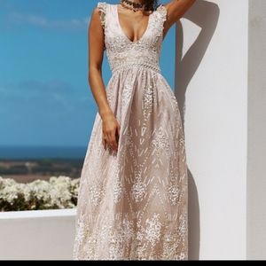 NWT Hello Molly Nude Sequin Maxi Dress